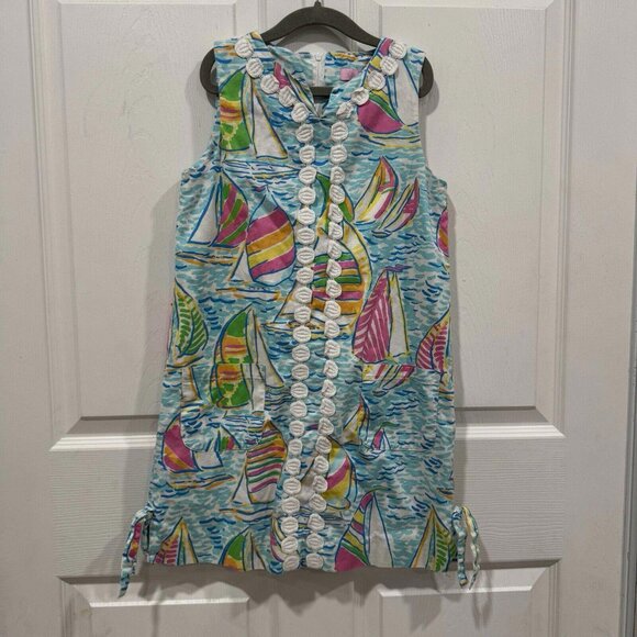 Lilly Pulitzer U Gotta Regetta Minnie Shift Dress Children Size 10 Poppy - Picture 3 of 8